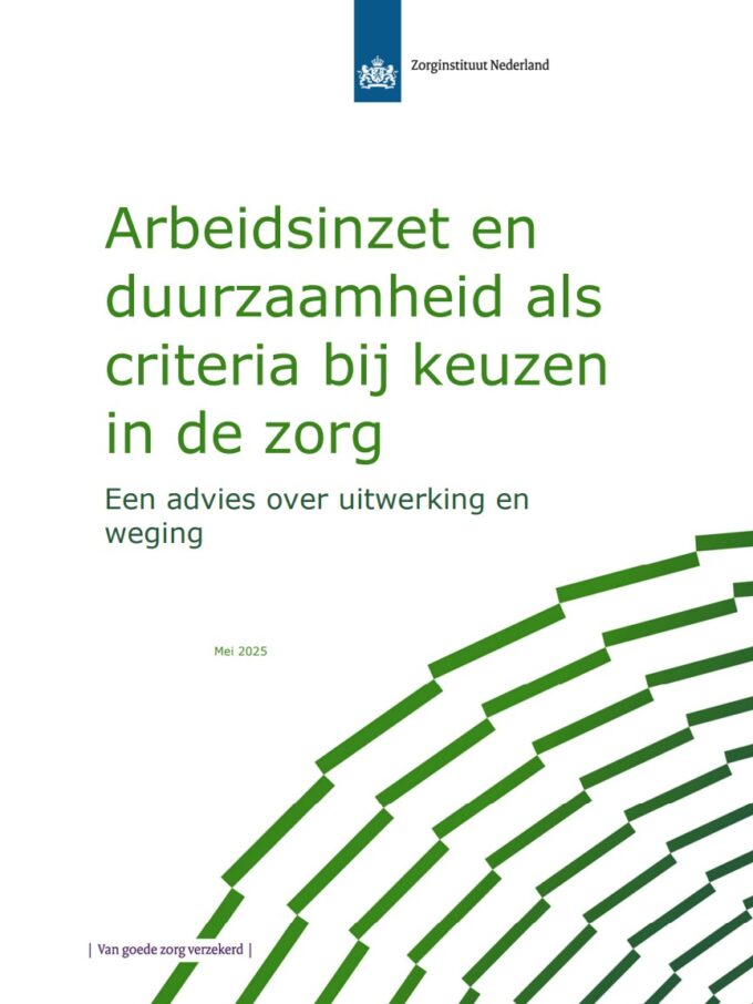 Voorblad van het advies van het Zorginstituut Nederland